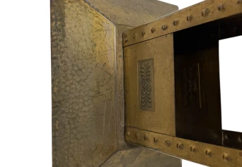 Vienna Secession Patinated Brass Magazine Rack, 1900s